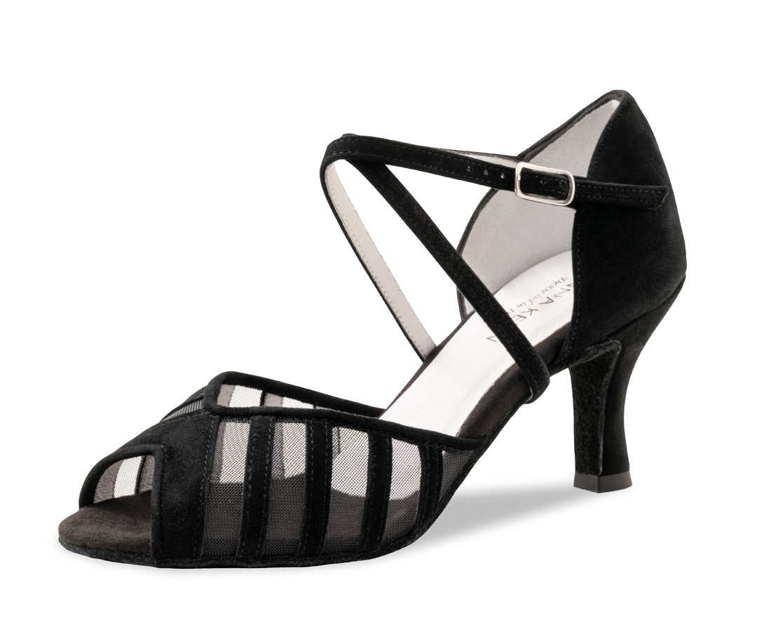 Werner Kern Adline Ladies Open Toe Black Suede Leather Latin Dance Shoe