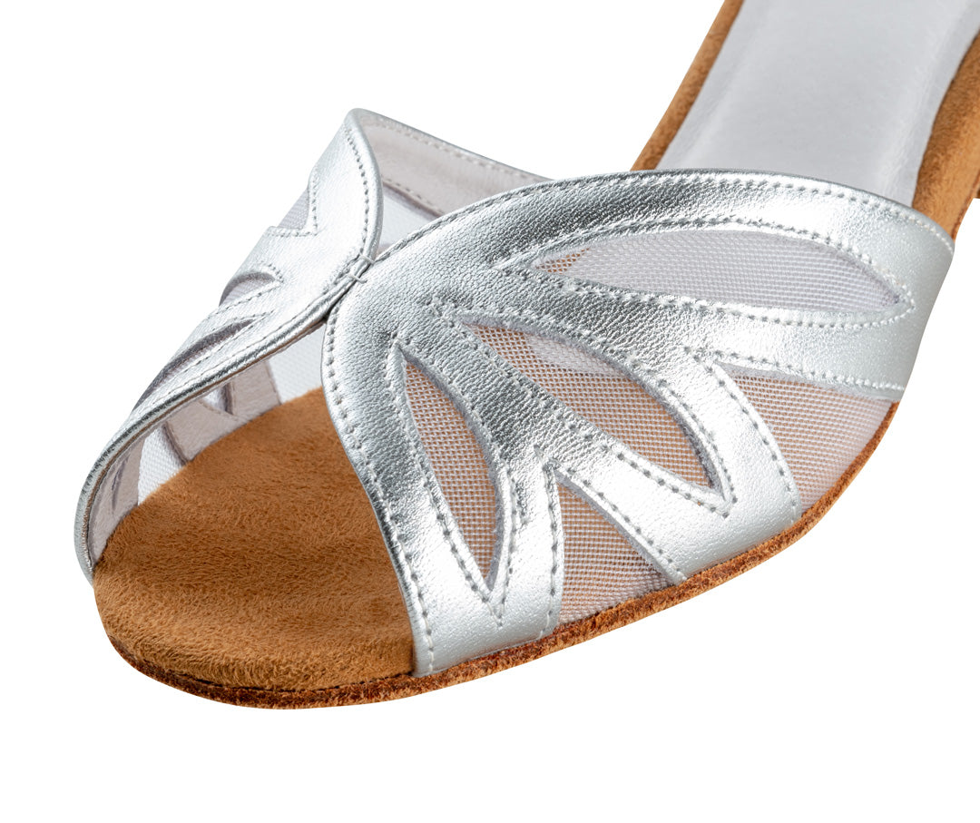 Open Toe Silver Nappa Leather Latin Dance Shoe for Women