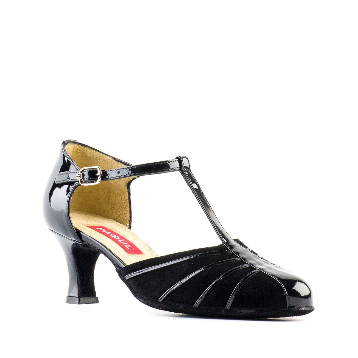 Black suede and patent women's tango dance shoe