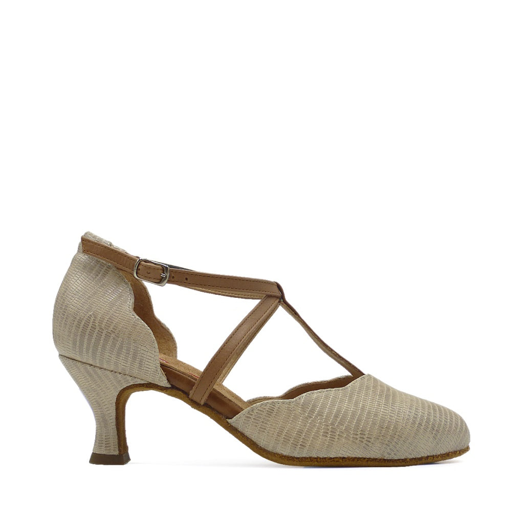 Paoul Enrosque Ladies Argentine Tango Dance Shoe with T-Bar and Scalloped Edges in Multiple Colors