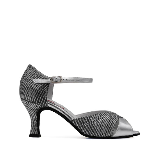 Printed Silver tango dance shoe for women