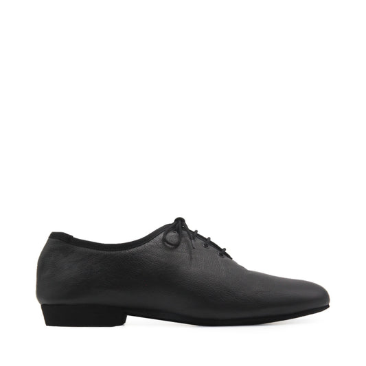 Paoul Rattan Black Leather Mens Dance Shoe for Any Discipline with Structured Sole and Microporous Heel