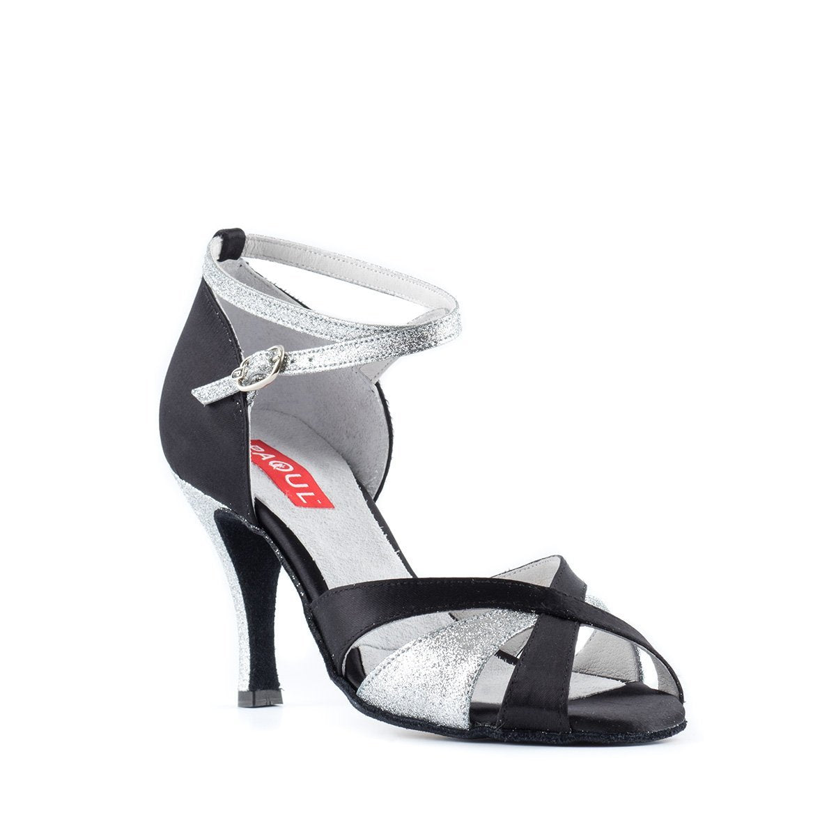 Women's Argentine tango dance shoe in black and silver