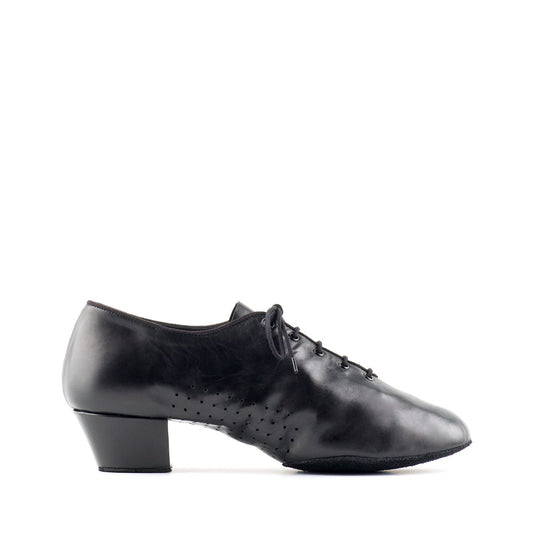 Men's Black Leather Latin Dance Shoe with Perforation for Super Flexible Structure