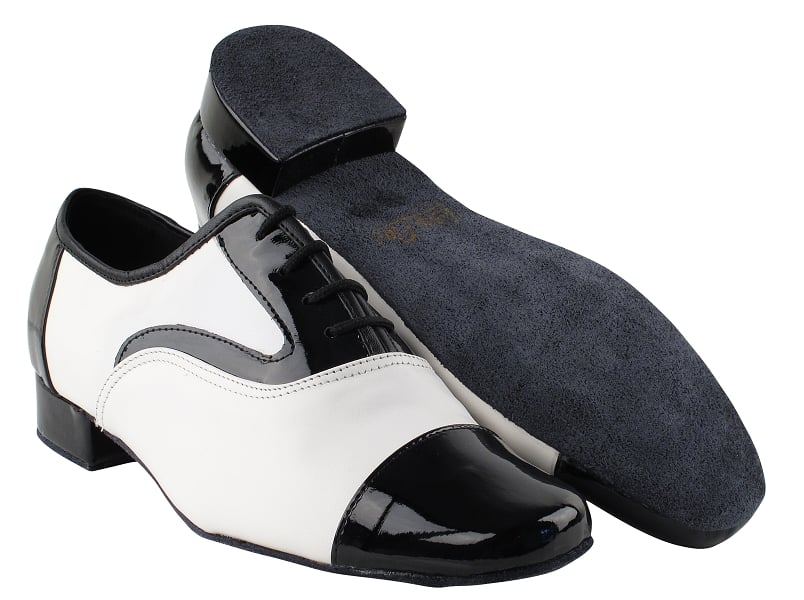 Very Fine 916102 Black Patent & White Leather Men's Ballroom Shoes