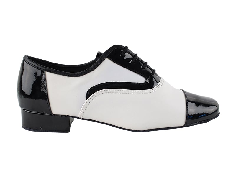 Very Fine 916102 Black Patent & White Leather Men's Ballroom Shoes