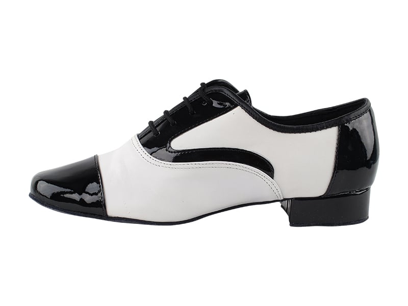 Very Fine 916102 Black Patent & White Leather Men's Ballroom Shoes