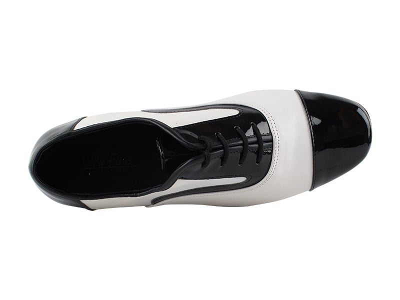 Very Fine 916102 Black Patent & White Leather Men's Ballroom Shoes