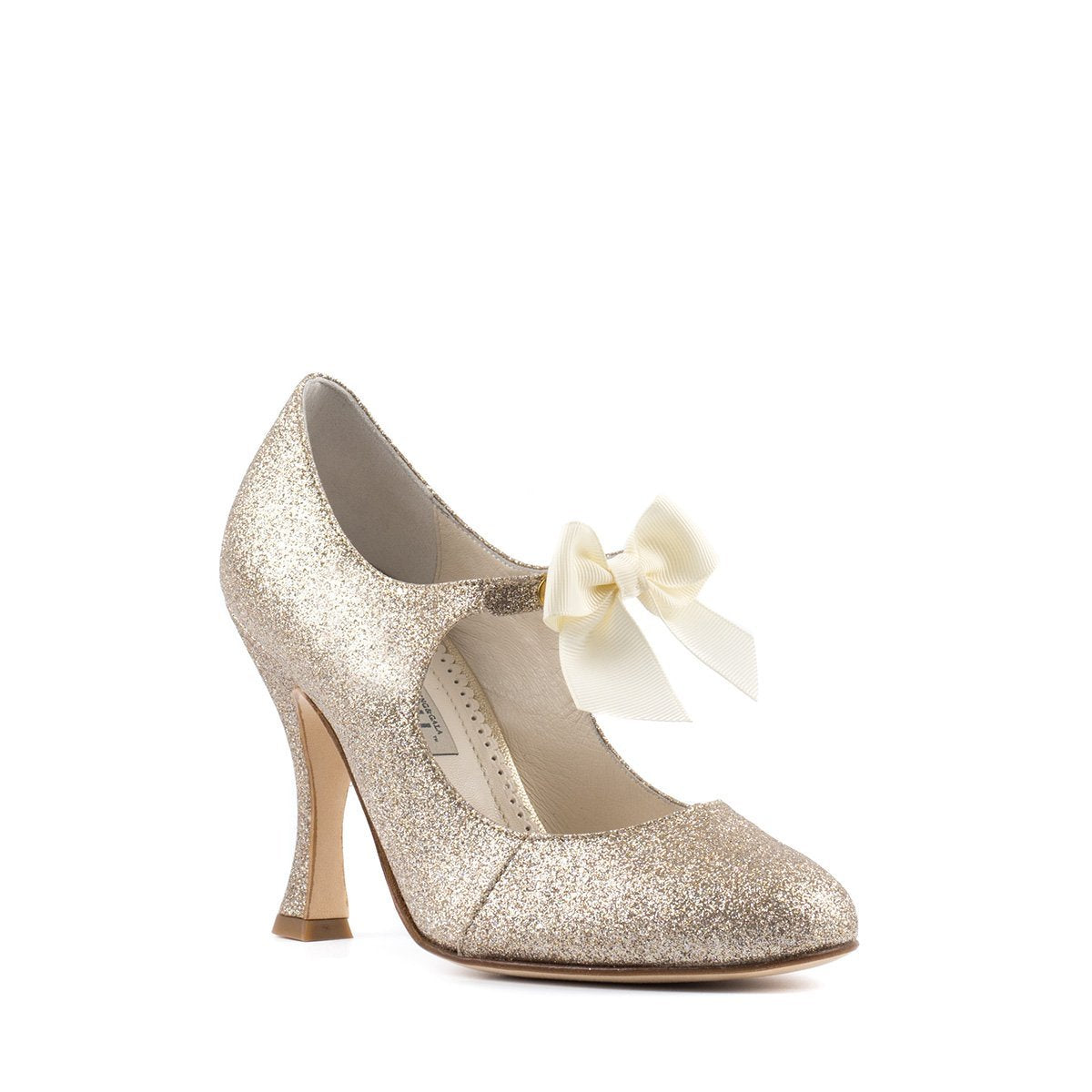 Ladies Bridal and Social Dance Shoe with Decorative Ivory Bow