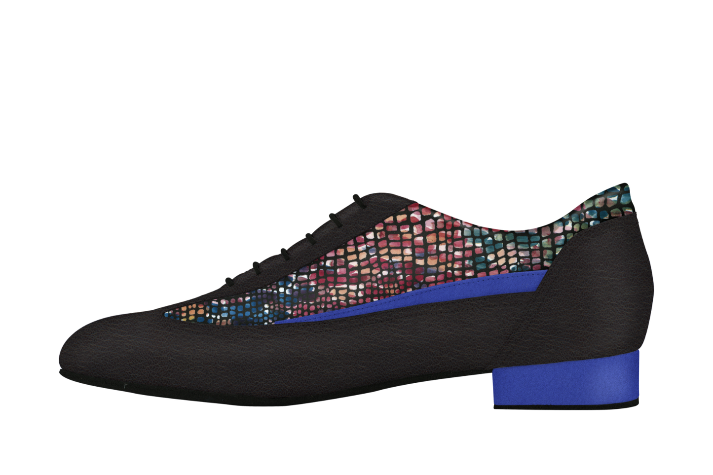 Dance Naturals 123 Zogo Men's Black and Blue Ballroom Dance Shoe with Mosaic Print