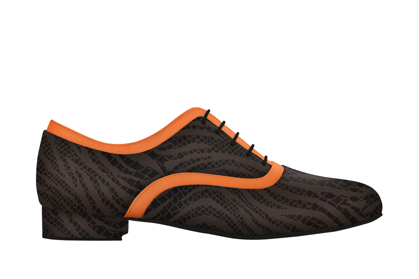 Dance Naturals 129 Casanova Men's Ballroom Shoe Available in Black Print/Orange Suede or Black Leather/Zebra Print