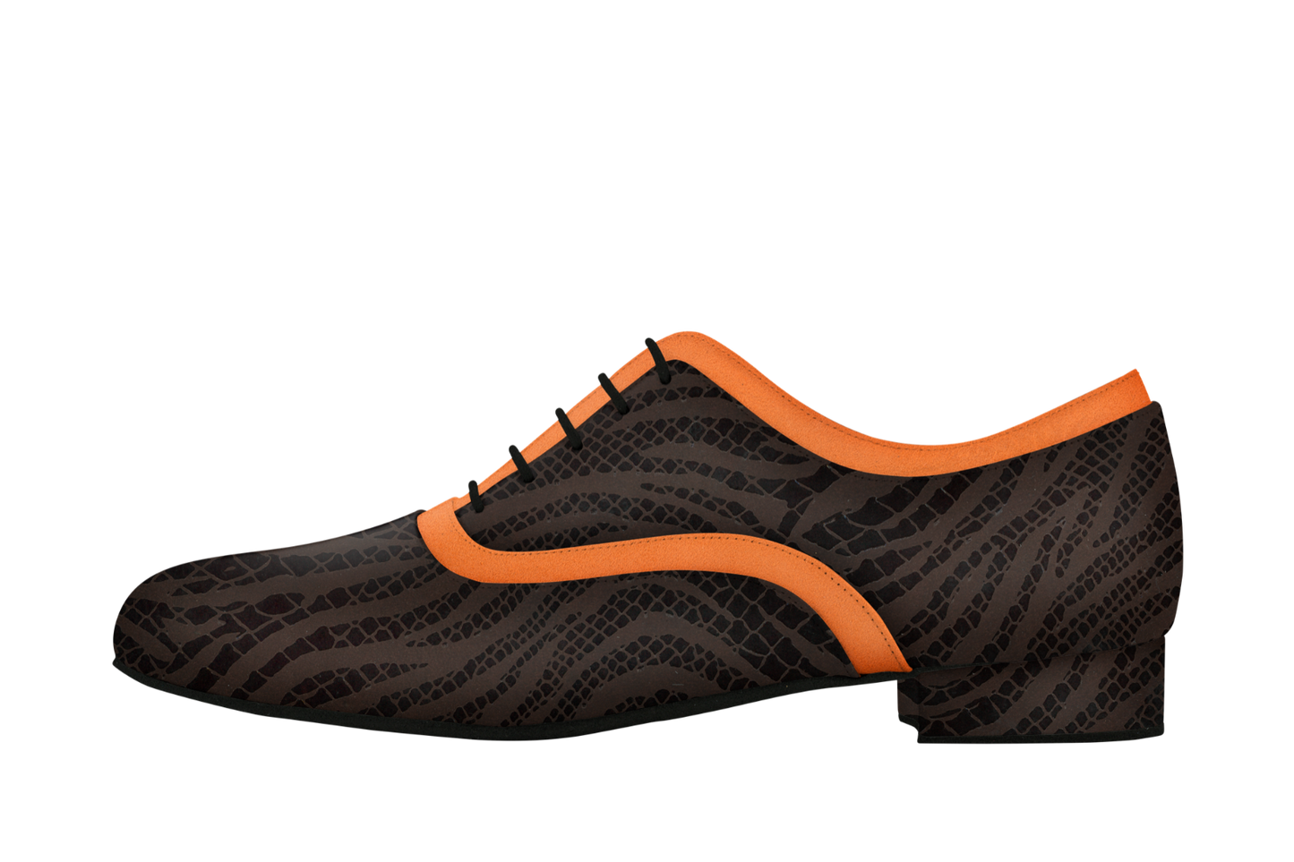 Dance Naturals 129 Casanova Men's Ballroom Shoe Available in Black Print/Orange Suede or Black Leather/Zebra Print