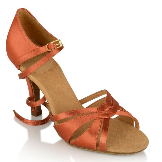 Ray Rose Dark Tan Satin Ladies Latin Dance Shoe 884-X Aura_SALE