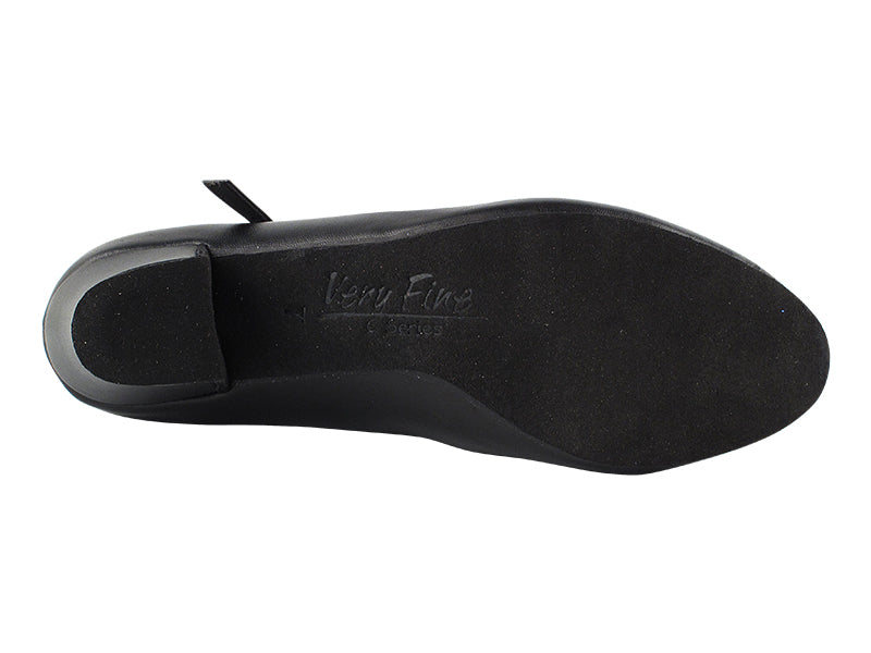 Very Fine C1682 Black Vegan Leather Ladies Ballroom Dance Shoe with Single Strap