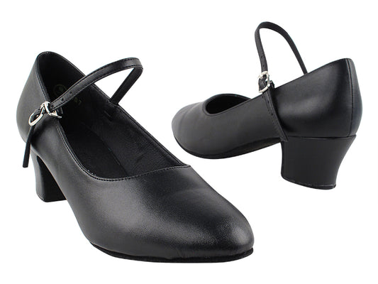Very Fine C1682 Black Vegan Leather Ladies Ballroom Dance Shoe with Single Strap