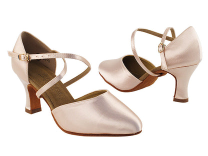 Very Fine 9691_SALE Flesh Satin Ladies Smooth Ballroom Dance Shoe with Crossed Strap