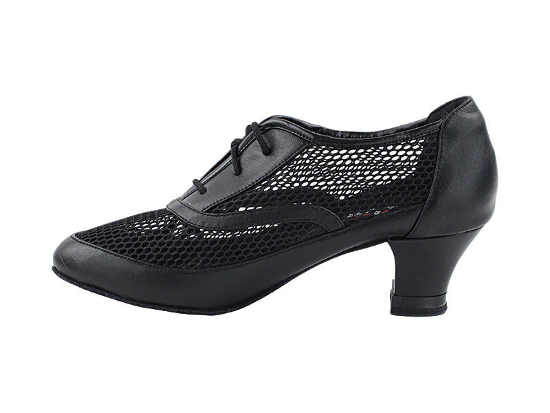 Very Fine CD1108 Black Leather and Breathable Mesh Ladies Practice Dance Shoe