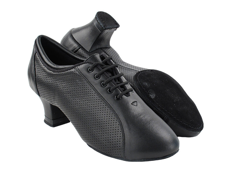 Very Fine Black Perforated Leather Ladies Practice Dance Shoe 1119 In Stock