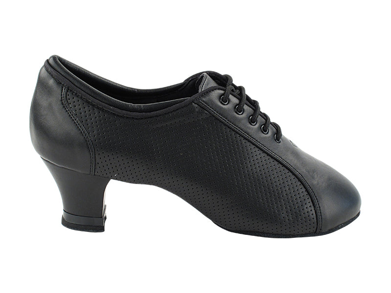 Very Fine Black Perforated Leather Ladies Practice Dance Shoe 1119 In Stock