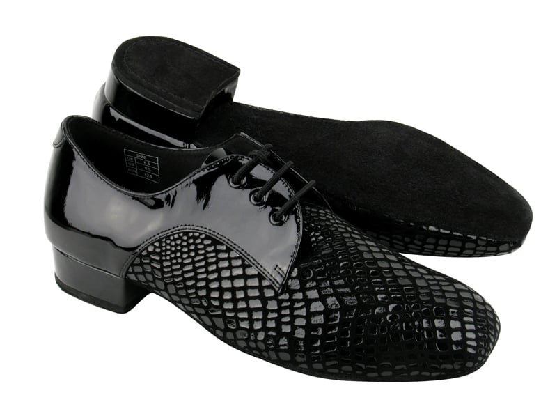 Very Fine Black Patent Men's Ballroom Shoes with Extra Memory Padding 1418 In Stock