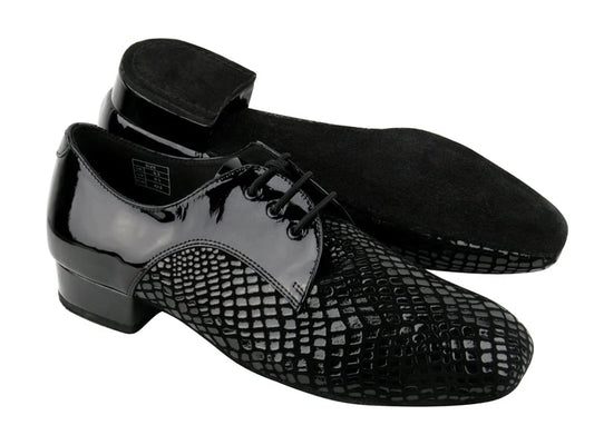 Very Fine CD1418 Black Patent Men's Ballroom Shoes with Extra Memory Padding