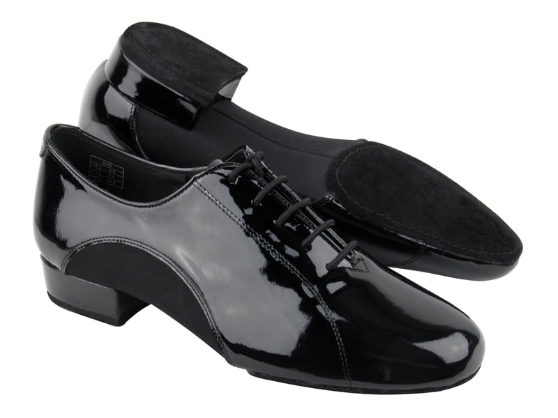 Very Fine Black Patent Men's Ballroom and Smooth Shoes with Extra Thick Memory Padding 9317 In Stock