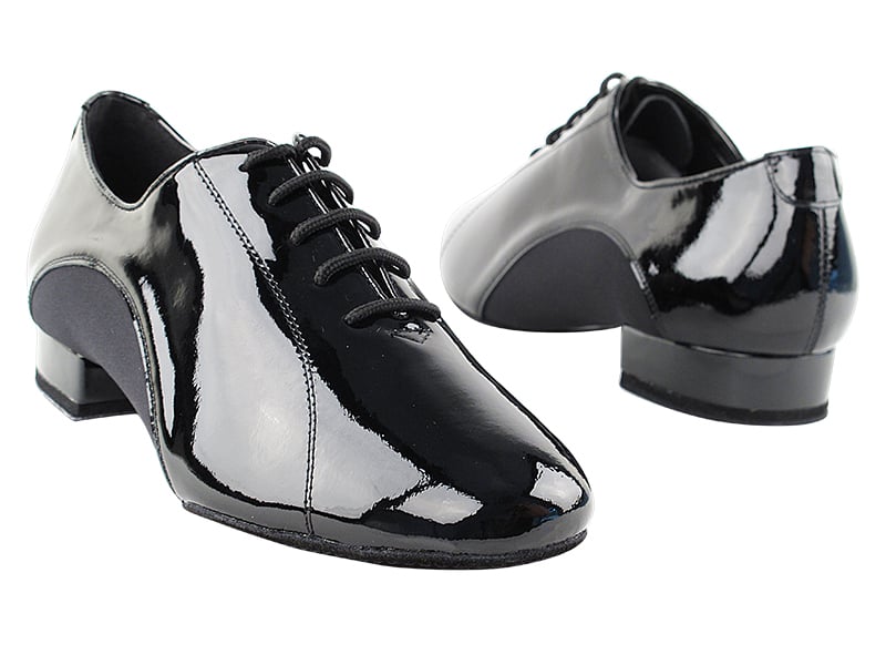 Very Fine Black Patent Men's Ballroom and Smooth Shoes with Extra Thick Memory Padding 9317 In Stock