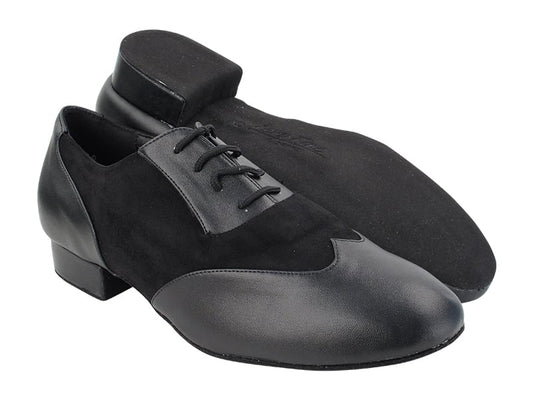 Very Fine CM100101 Black Leather & Black Nubuck Men's Ballroom Shoe