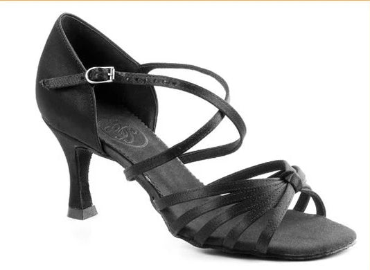 Grand Prix Cha Cha Latin Dance Shoes with Front Knot Design and Crossed Ankle Strap