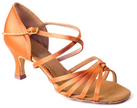 Grand Prix Cha Cha Latin Dance Shoes with Front Knot Design and Crossed Ankle Strap