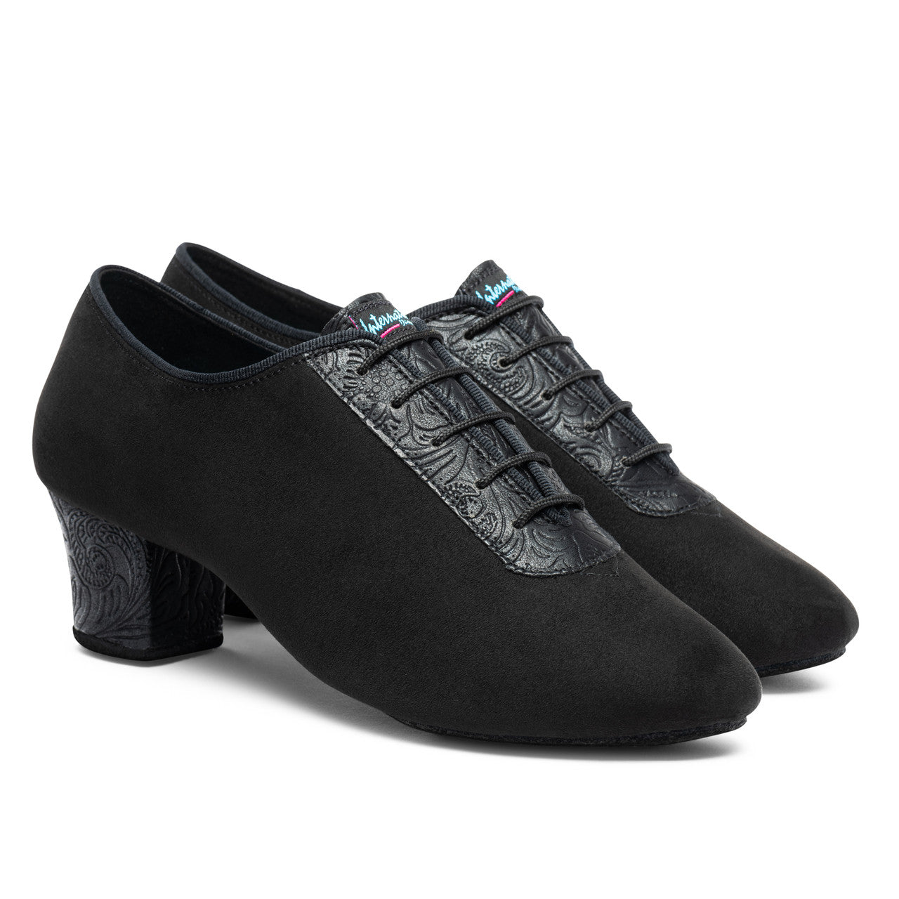 International Dance Shoes IDS Latin Black Men's Dance Shoe. Available in Calf/Fiori and Nubuck/Fiori and Multiple Width and Heel Options F33