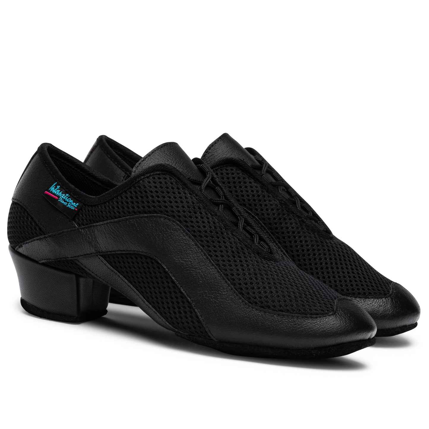 International Dance Shoes Fusion SS Black Leather and AirMesh Practice or Teaching Shoe in Stock