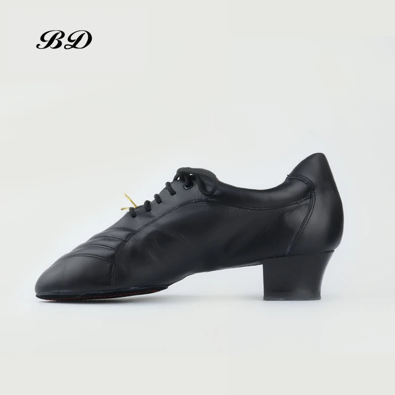 Men's Latin or Rhythm Dance Shoes in Genuine Leather with Chevron Accents.  BD 442