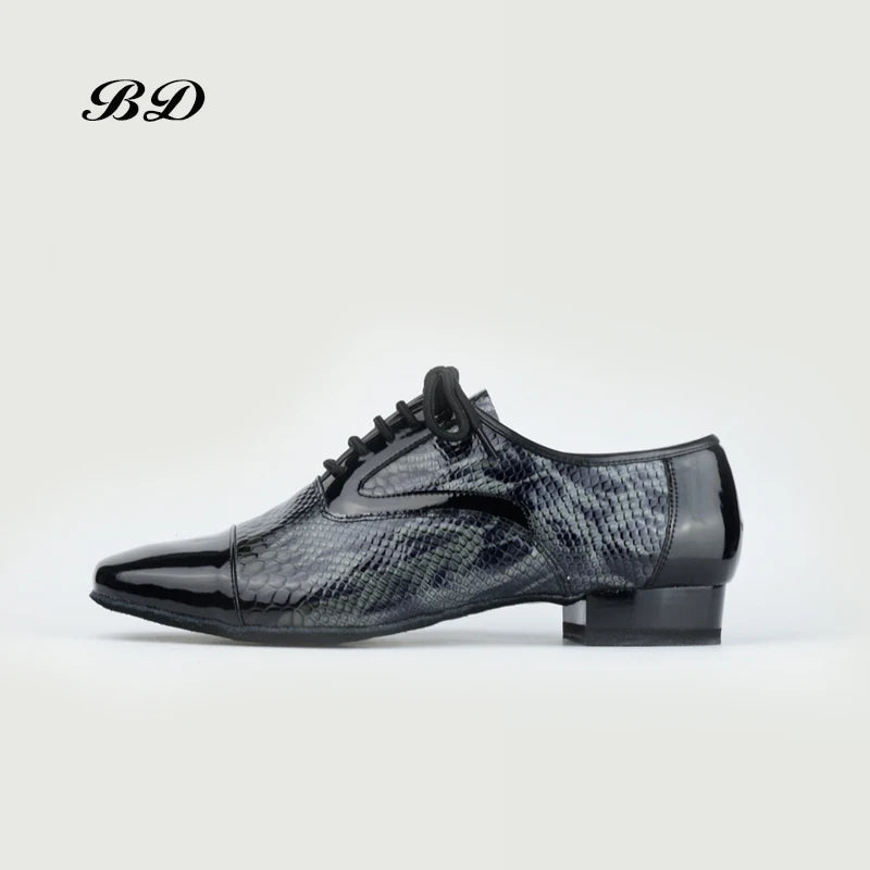 Hot Snake Skin Leather Men's Ballroom Dance Shoes with Serpentine Design BD 306