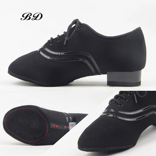 BD DANCE Men's Standard or Smooth Ballroom Dance Shoes with Stylized pinstripe Design BD 330