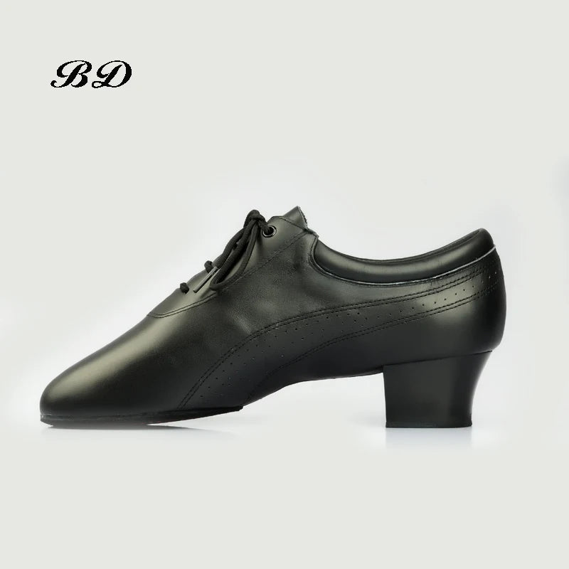 Men's Latin/Rhythm Dance Shoes with Split Sole and 1.5 inch Latin Heel in Patent Leather or Cowhide BD 424