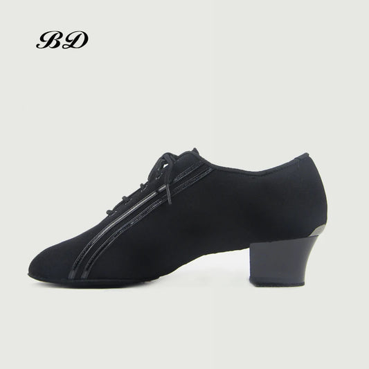Men's Latin or Rhythm dance Shoes with Double Pinstripe Accent and 1.5" Latin Heel in Split Sole BD 467
