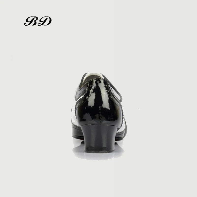 Men s White and Black Wing Tip Latin Rhythm or Swing Shoes Made in Patent Leather with 1.5 Heel BD 441 Black and White 6.5 US