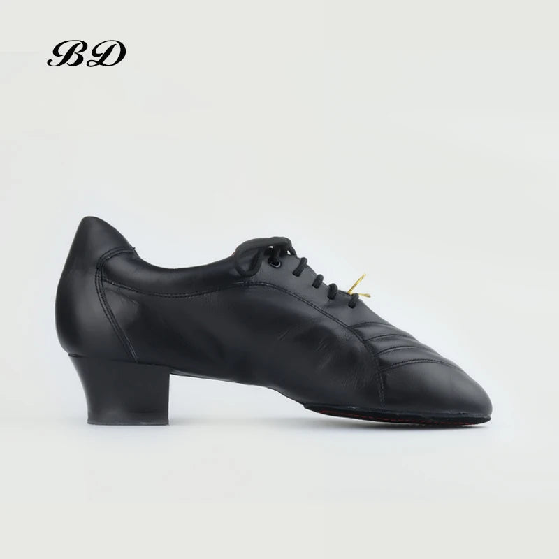 Men's Latin or Rhythm Dance Shoes in Genuine Leather with Chevron Accents.  BD 442