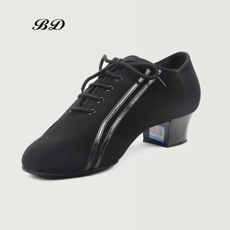Men's Latin or Rhythm dance Shoes with Double Pinstripe Accent and 1.5" Latin Heel in Split Sole BD 467