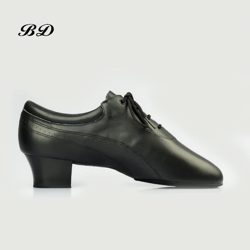 Men's Latin/Rhythm Dance Shoes with Split Sole and 1.5 inch Latin Heel in Patent Leather or Cowhide BD 424