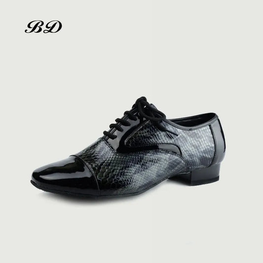 Hot Snake Skin Leather Men's Ballroom Dance Shoes with Serpentine Design BD 306_SALE