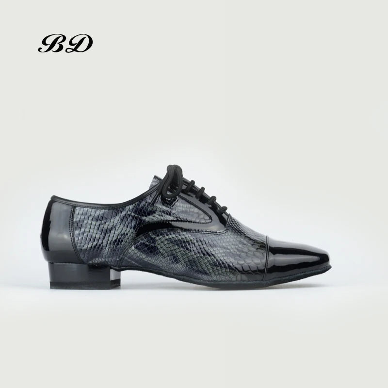 Hot Snake Skin Leather Men's Ballroom Dance Shoes with Serpentine Design BD 306_SALE