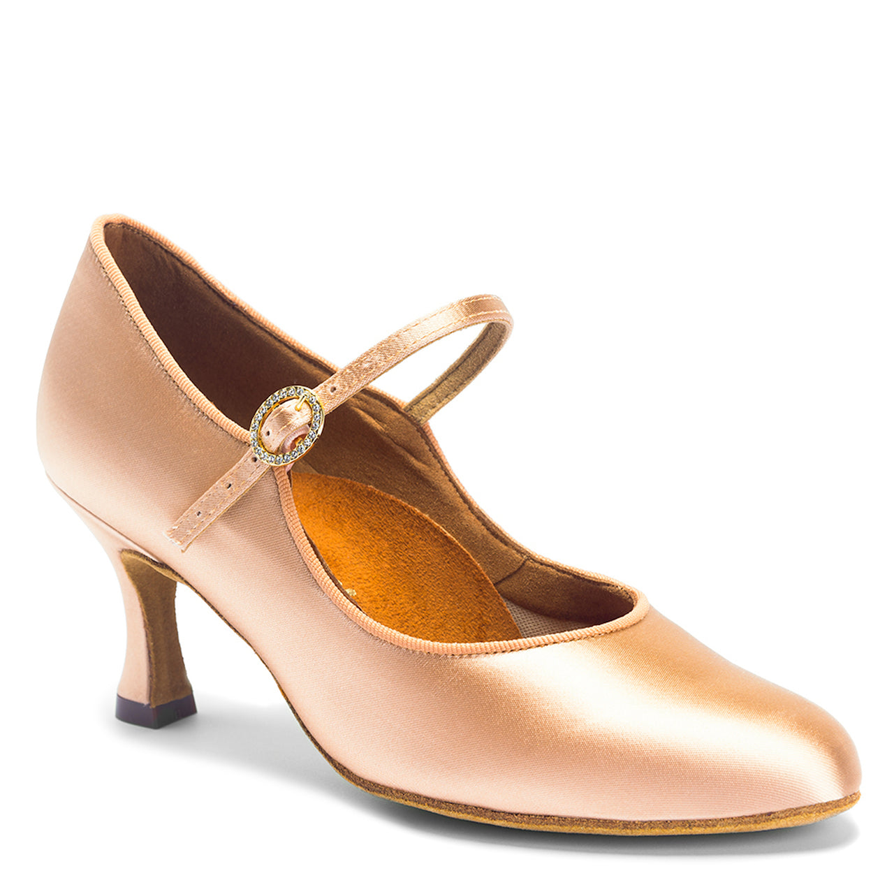 International Dance Shoes Ladies Peach Satin Standard Ballroom Shoe ICS Classic_SALE