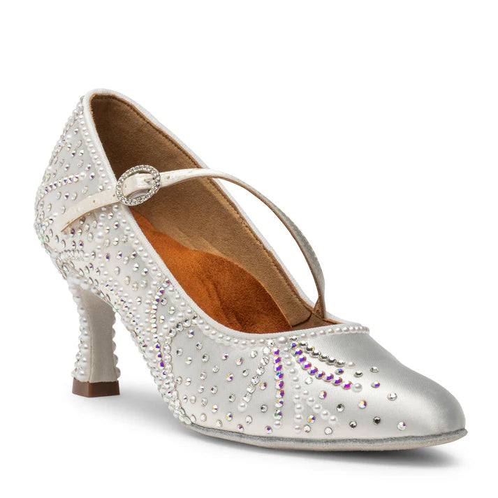 International Dance Shoes IDS ICS RoundToe SingleStrap by Lauren White Satin