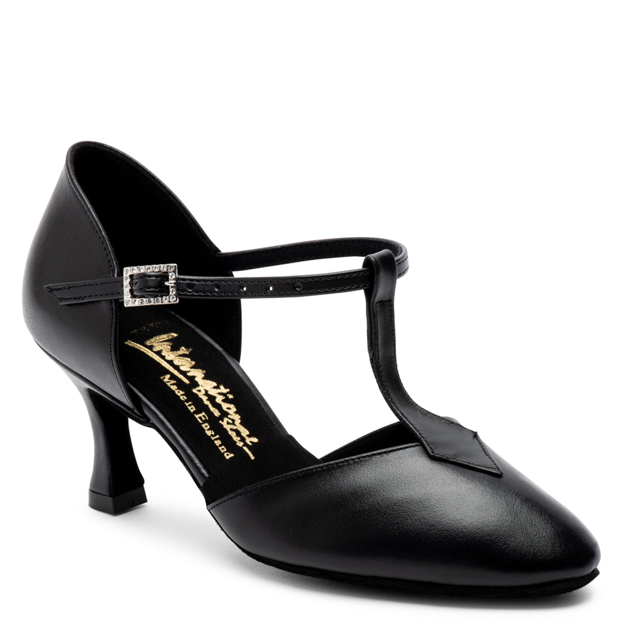 American Smooth or Argentine Tango Style International Dance Shoes IDS Ladies Leather Smooth Ballroom or Character Shoe with T-Bar in Leather.  Available in Beige or Black KAREN