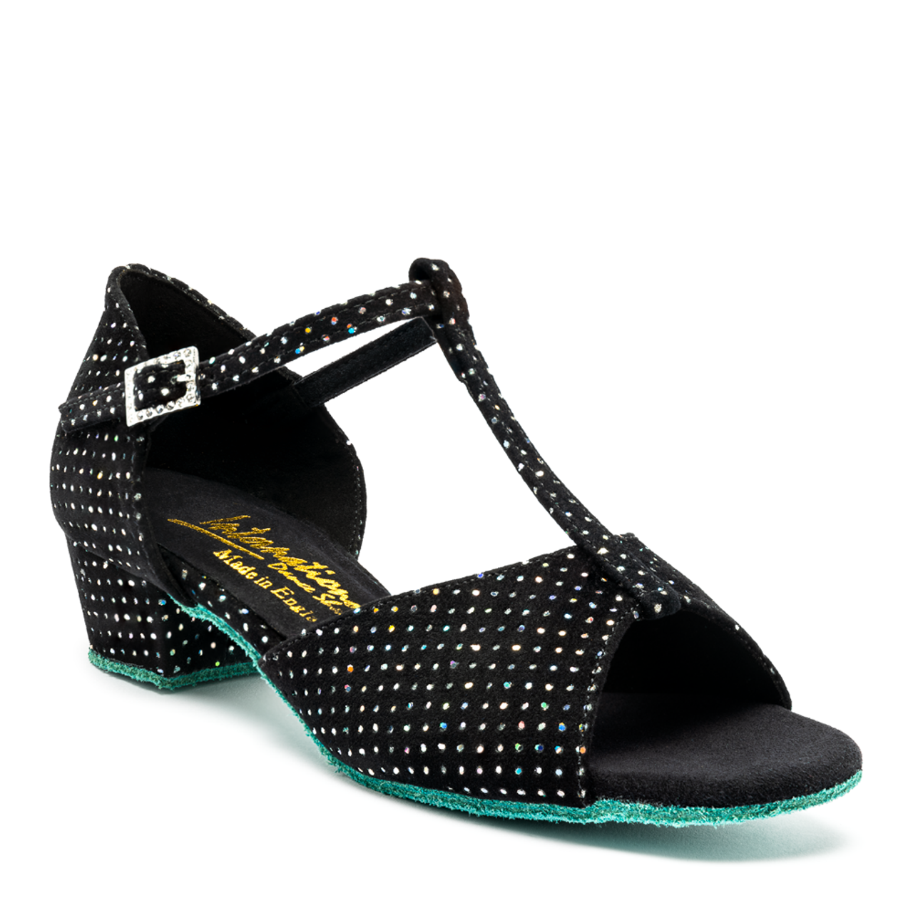 Black silver hologram girls' dancing shoe