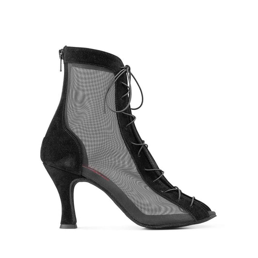 Paoul Luba Black Crust Boots Ladies Salsa Dance Boots with Red Sole Option and Zipper on Back