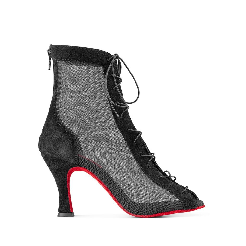 Paoul Luba Black Crust Boots Ladies Salsa Dance Boots with Red Sole Option and Zipper on Back