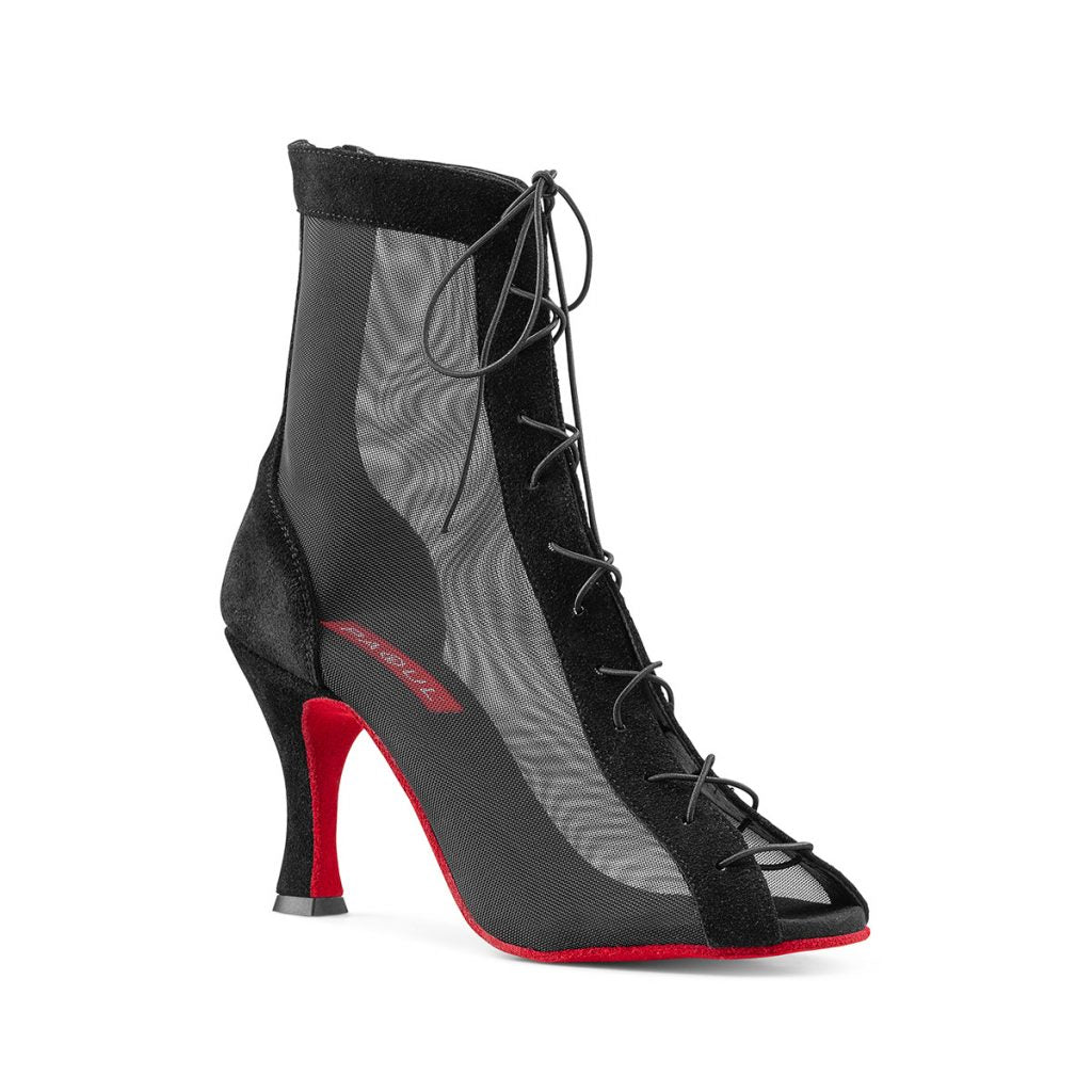 Paoul Luba Black Crust Boots Ladies Salsa Dance Boots with Red Sole Option and Zipper on Back